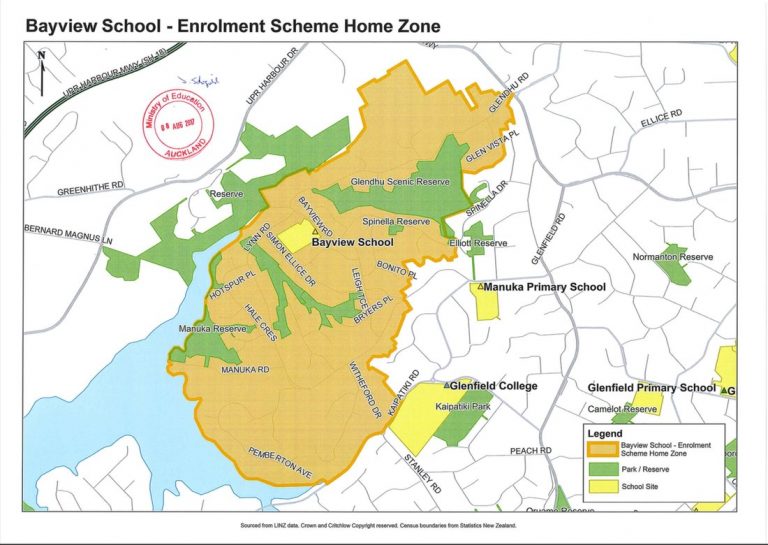 Intention to Enrol in Zone – Bayview School